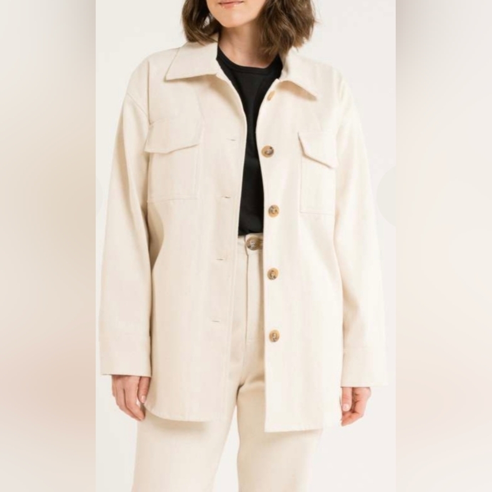 Laude the Label Roan Shirt Jacket Bone Off-White Color Denim Women’s size S/M